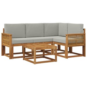 vidaXL Ensemble de canapés d'extérieur 5 pc Naturel et gris clair