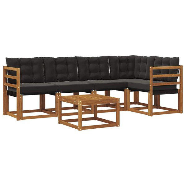 vidaXL Ensemble de canapés d'extérieur 6 pc Naturel et Noir