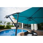 Parasol déporté diametre 3m - structure en aluminium avec toile polyester 180g- Bleu -  Tohota