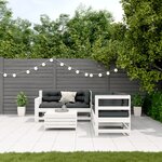 vidaXL Salon de jardin 5 Pièces avec coussins blanc bois massif de pin