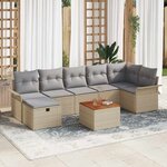 vidaXL Ensemble de canapé de jardin 8 Pièces Beige Poly rotin