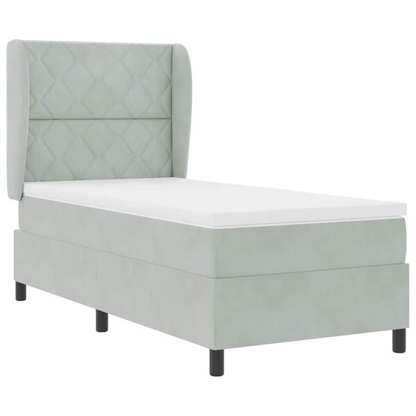 vidaXL Lit à ressorts avec matelas Gris clair 90 x 200 cm Velours