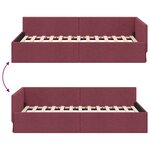 vidaXL Cadre de lit d'angle Rouge bordeaux 100 x 200 cm