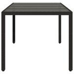vidaXL Table de jardin dessus en verre Noir 190x90x75cm Résine tressée
