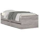 vidaXL Cadre de lit avec tiroirs sans matelas sonoma gris 100x200 cm