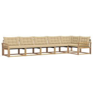 vidaXL Ensemble de canapés d'extérieur 6 Pièces Blanc et Beige