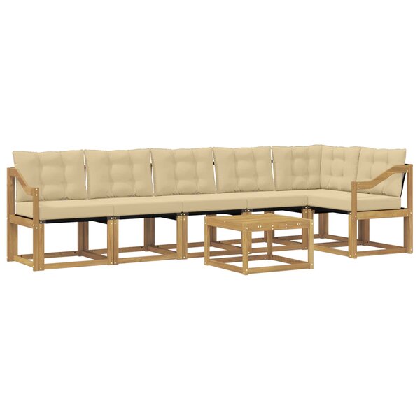 vidaXL Ensemble de canapés d'extérieur 7 pc Blanc et Beige