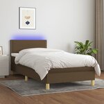 vidaXL Sommier à lattes de lit et matelas et LED Marron foncé 80x200cm
