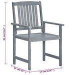 vidaXL Chaises de jardin et coussins lot de 8 Bois acacia solide Gris