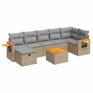 vidaXL Salon de jardin avec coussins 8 Pièces beige résine tressée