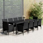 vidaXL Ensemble à dîner de jardin 11 Pièces Résine tressée Noir