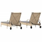 vidaXL Chaises longues avec coussins lot de 2 beige résine tressée