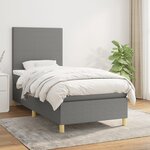 vidaXL Sommier à lattes de lit avec matelas Gris foncé 90x200 cm Tissu