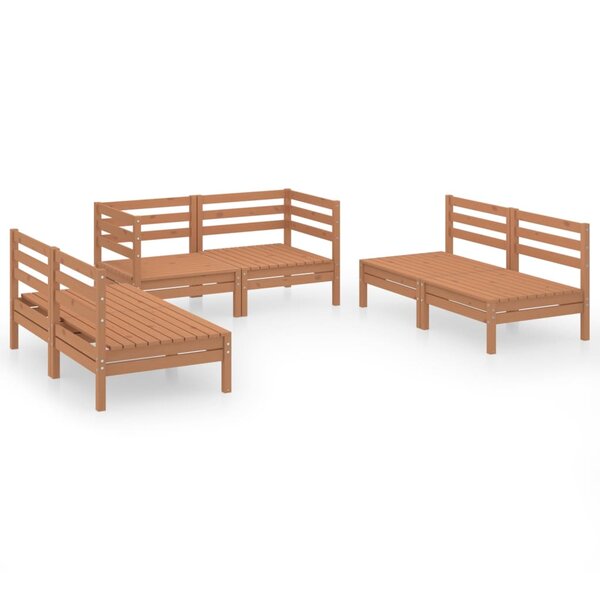 Salon de jardin meuble d'extérieur ensemble de mobilier 6 pièces marron miel bois de pin massif 02_0017038