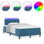 vidaXL Lit à ressorts avec matelas Bleu foncé 120 x 200 cm Velours