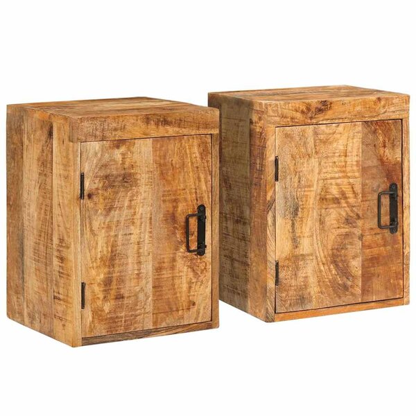 vidaXL Table de chevet 2 Pièces Marron Bois de mangue massif