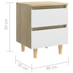 vidaXL Tables de chevet pieds en pin Blanc et chêne sonoma 40x35x50 cm