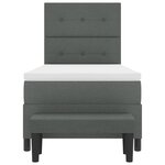 vidaXL Lit à ressort avec matelas et banc gris foncé 90x200 cm en tissu