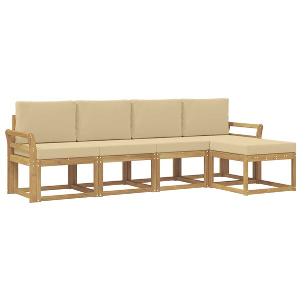 vidaXL Ensemble de canapés d'extérieur 5 pc Blanc et Beige