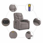vidaXL Fauteuil inclinable de massage électrique Taupe Tissu