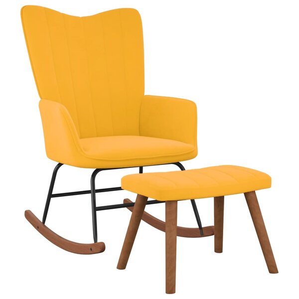 vidaXL Chaise à bascule avec repose-pied Jaune moutarde Velours