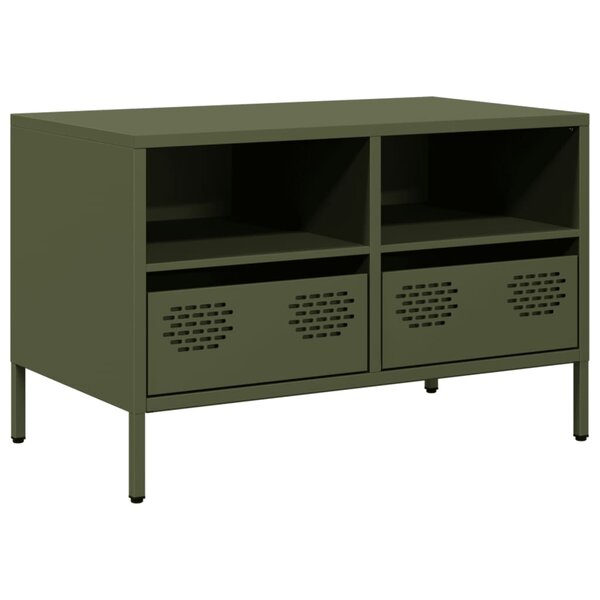 vidaXL Meuble TV vert olive 68x39x43 5 cm acier laminé à froid