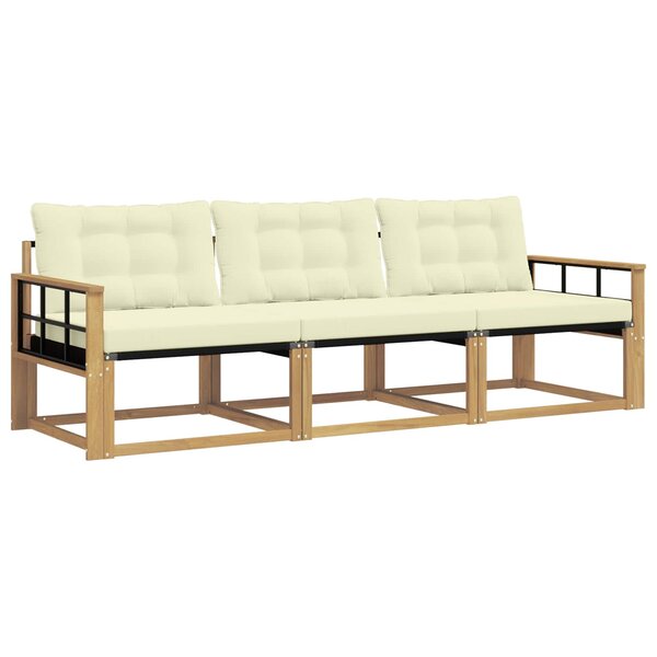 vidaXL Ensemble de canapés d'extérieur 3 Pièces Blanc et crème