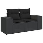 vidaXL Salon de jardin 8 Pièces avec coussins noir résine tressée