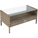 Tectake Salon de jardin MADERE 2 Chaises Fauteuils, 1 Banc, 1 Table - marron naturel