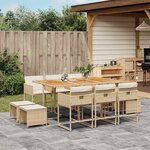 vidaXL Ensemble à manger de jardin et coussins 11 Pièces beige poly rotin