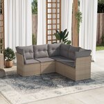 vidaXL Salon de jardin avec coussins 5 Pièces beige résine tressée