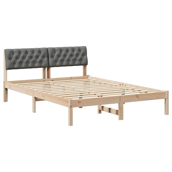 vidaXL Cadre de lit avec tête de lit marron et gris foncé 135 x 190 cm