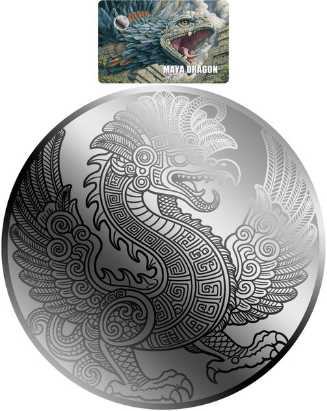 Monnaie MAYA DRAGON 1/500 Oz Platine 25$ Liberia 2026