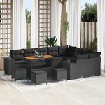 vidaXL Ensemble de canapé de jardin 13 Pièces Noir polyrotin