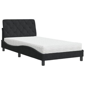 vidaXL Lit avec matelas noir 100x200 cm velours