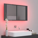 vidaXL Armoire à miroir de bain à LED Gris brillant Acrylique