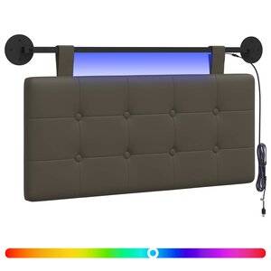 vidaXL Tête de lit suspendue Avec lumière LED Gris Simili cuir