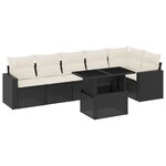 vidaXL Salon de jardin 7 Pièces avec coussins noir résine tressée