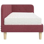 vidaXL Cadre de lit d'angle avec matelas Bordeaux 80 x 200 cm tissu