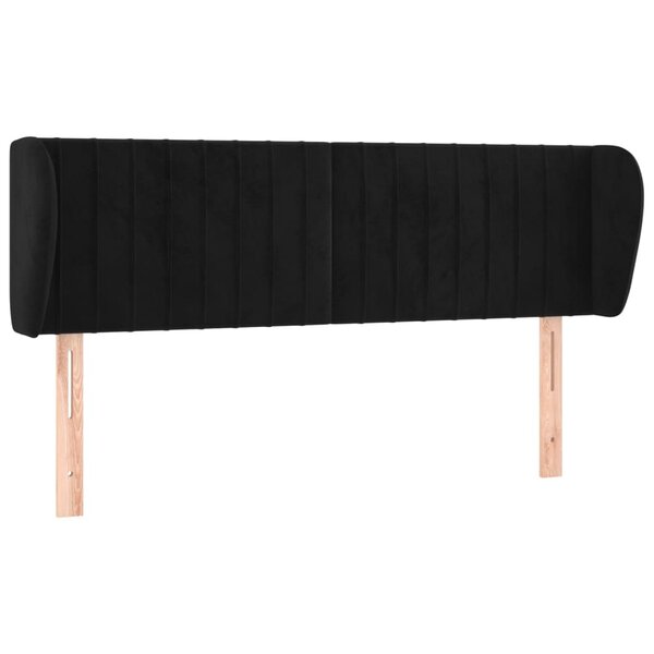 vidaXL Tête de lit avec oreilles Noir 147x23x78/88 cm Velours
