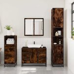 vidaXL Ensemble de meubles de salle de bain 3 Pièces Chêne fumé