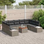 vidaXL Ensemble de canapé de jardin 10 Pièces Gris