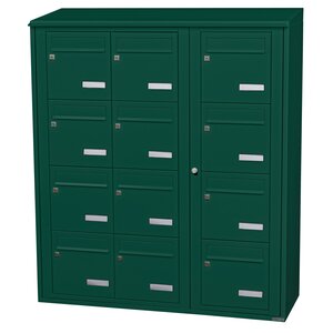 Bloc collectif Leabox 3x4 grade 3 simple face extérieur fixation murale vert mousse ral 6005 finition brillante