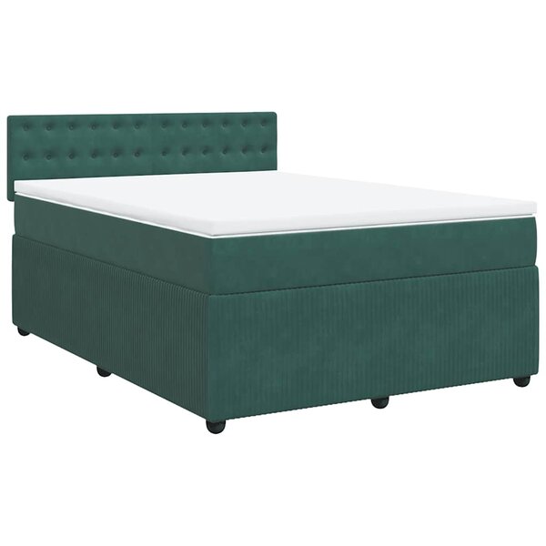 vidaXL Sommier à lattes de lit et matelas Vert foncé 140x190cm Velours