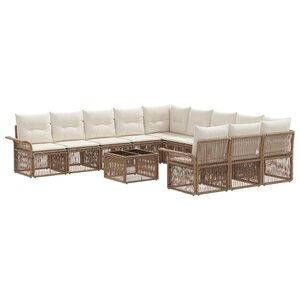 vidaXL Ensemble de canapé de jardin 12 Pièces Beige polyrotin