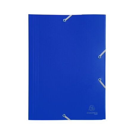Exacompta : chemise 3 rabats elastiques 24x32cm polypropylène - bleu