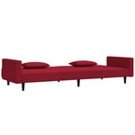 vidaXL Canapé-lit à 2 places et deux oreillers Rouge bordeaux Velours
