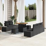 vidaXL Ensemble de canapé de jardin 8 Pièces Noir 80 x 80 x 71 cm
