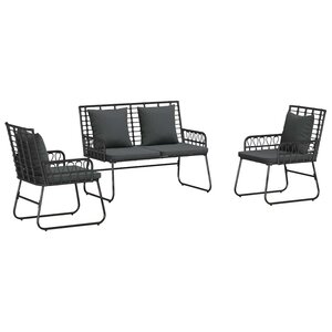 vidaXL Ensemble de salle à manger pour jardin 3 Pièces Noir et anthracite