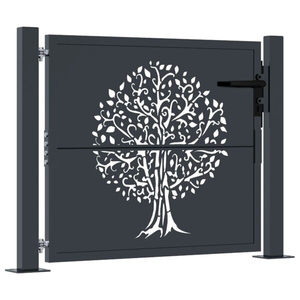 vidaXL Portail de jardin anthracite 105x80 cm acier conception d'arbre